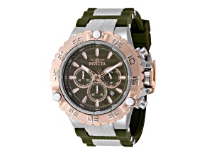 Invicta Subaqua 55.4mm Olive Green Rose Gold Dial Silicone Stainless Steel Band Quartz Watch