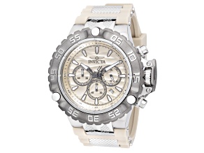 Invicta Subaqua 55.4mm Gunmetal Champagne Dial Silicone Stainless Steel Band Quartz Watch
