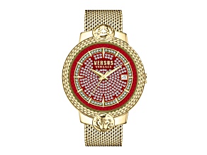 Mouffetard Crystal Dial Watch 38MM Yellow Case Red Crystal Dial Yellow Bracelet