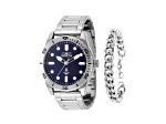 Invicta OCEAN VOYAGE 43mm Blue Dial Stainless Steel Quartz Watch and Bracelet Set