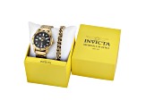 Invicta OCEAN VOYAGE 43mm Black Dial Yellow Stainless Steel Quartz Watch and Bracelet Set