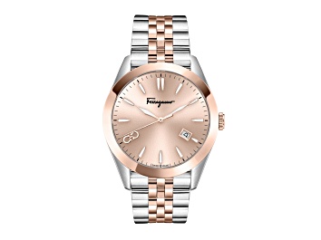 Picture of Ferragamo Classic Watch 42mm Rose Two-tone Case Rose Sunray Dial Two-tone Bracelet