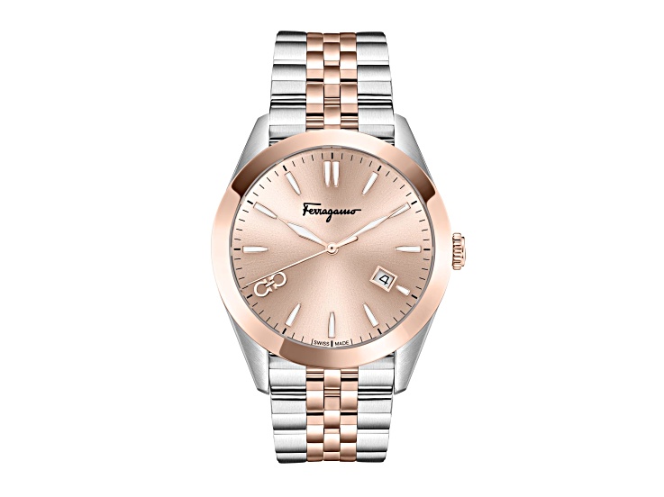 Ferragamo Classic Watch 42mm Rose Two-tone Case Rose Sunray Dial