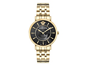 V-Eternal Watch 38MM Yellow Case Black Guilloché Dial Yellow Bracelet