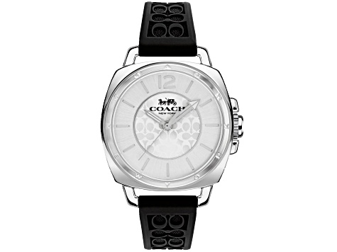 Coach Boyfriend 34mm Black Silicone Strap White Dial Quartz  display picture 1
