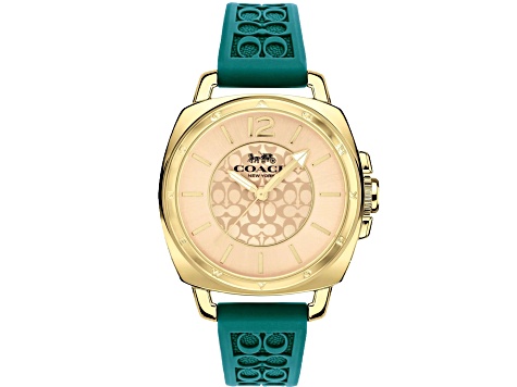 Coach Boyfriend 34mm Green Silicone Strap Yellow Dial Quartz  display picture 1