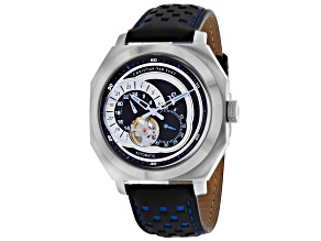 Christian Van Sant Men's Machina Two-tone Dial, Blue and Black Leather Strap Watch