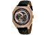 Christian Van Sant Men's Machina Gray Dial, Rose Bezel, Yellow and Black Leather Strap Watch