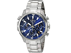 Bulova Men's Marine Blue Dial Stainless Steel Watch