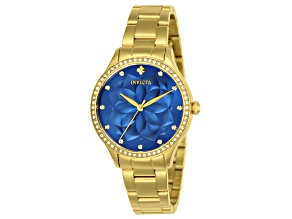 Invicta Wildflower 35mm Blue  Dial Stainless Steel Band Quartz Watch