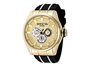 Invicta Speedway 48mm Gold, White Dial Silicone Band Quartz Watch
