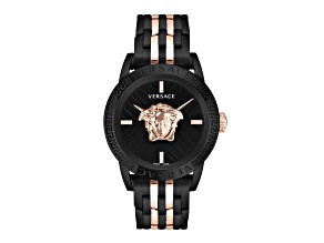 V-Code Watch 43MM Two-tone Case Black Guilloché Dial Two-tone Bracelet