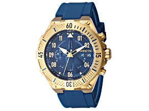 Invicta Aviator 50mm Blue  Dial Silicone Band Quartz Watch