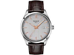 Tissot PR 100 40mm Brown Leather Strap White Dial Quartz Watch