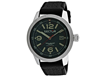 Picture of Sector Men's Overland Black Dial, Black Leather Strap Watch