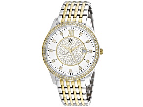 Christian Van Sant Carla 40mm Yellow Bezel Two-tone Stainless Steel Band Quartz Watch
