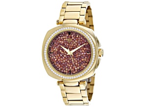 Christian Van Sant Mirabella 40mm Yellow Stainless Steel Bracelet Orange Dial Quartz Watch