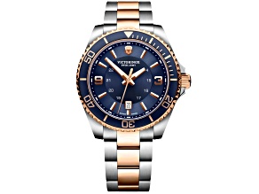 Victorinox Maverick Large 44mm Two-tone Stainless Steel Bracelet Blue Dial Quartz Watch