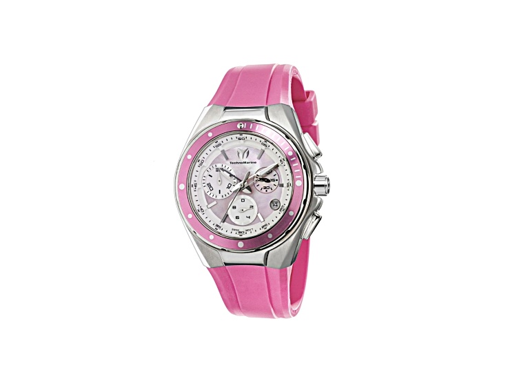 Montre Chronographe Sport Femme Technosport TS-820-4 - Boîtier Or 40mm, Bracelet Silicone Rouge Foncé, étanche 100m