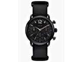 Guess Men's Outback Black Leather Strap Watch