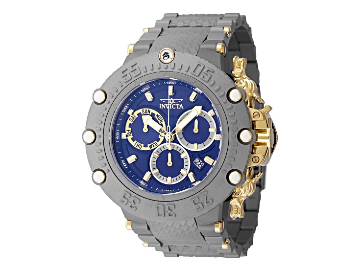 Invicta Subaqua 52.00mm Titanium, Gold, Blue Dial Stainless Steel Band Quartz Watch