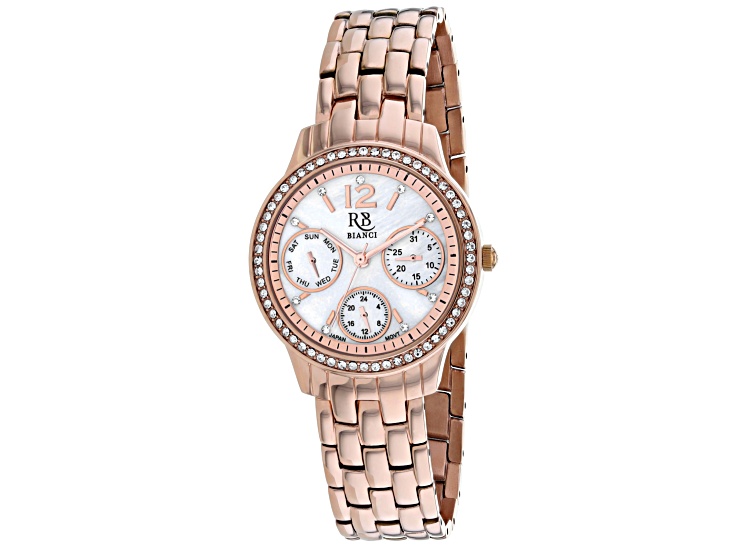 Roberto Bianci Women's Valentini White Dial, Rose Stainless Steel Watch