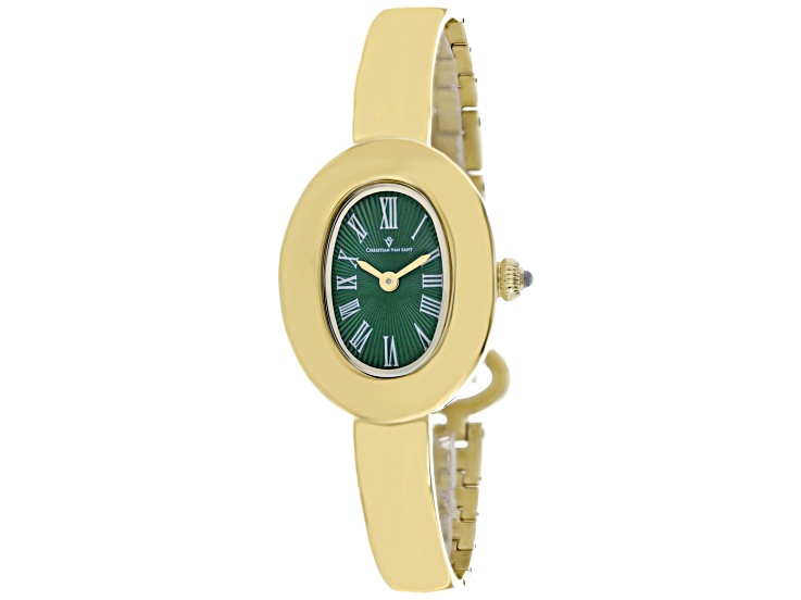 Christian Van Sant Anora 26mm Yellow Stainless Steel Bracelet Green Dial Quartz Watch