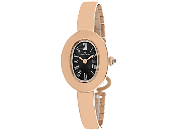 Christian Van Sant Anora 26mm Rose Stainless Steel Bracelet Black Dial Quartz Watch