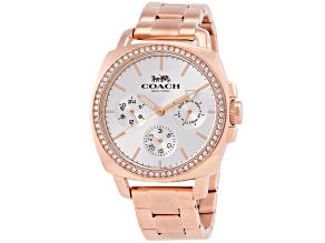 Coach Boyfriend 42mm Rose Stainless Steel Bracelet White Dial Chronograph Quartz Watch
