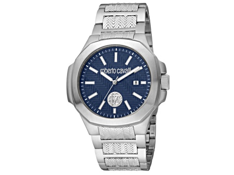 Roberto Cavalli Men's Classic Blue Dial, Stainless Steel