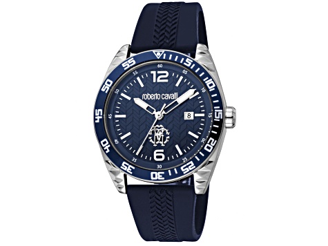 Roberto Cavalli Men's Classic Blue Rubber Strap Watch