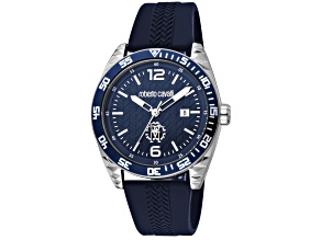 Roberto Cavalli Men's Classic Blue Rubber Strap Watch