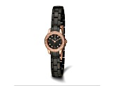 Charles Hubert Ladies Stainless Steel with Ceramic Band Black Dial Watch