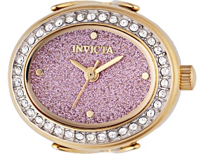 Invicta Mini 24mm Pink Dial Yellow Stainless Steel Band Quartz Ring Watch