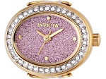 Invicta Mini 24mm Pink Dial Yellow Stainless Steel Band Quartz Ring Watch