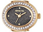 Invicta Mini 24mm Black Dial Yellow Stainless Steel Band Quartz Ring Watch