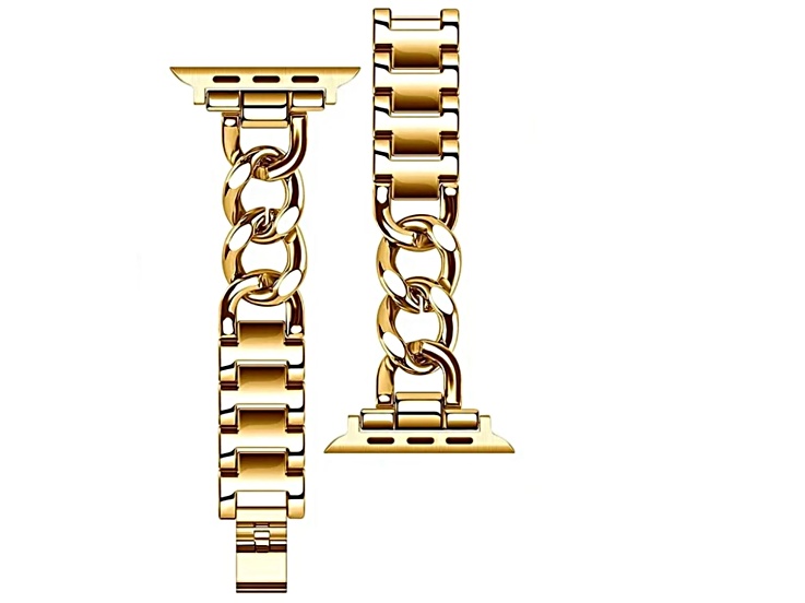 Yellow Stainless Steel Link Bracelet Style Apple Watch Band (38-40-41mm). Watch Not Included.