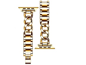 Yellow Stainless Steel Link Bracelet Style Apple Watch Band (42-44-45mm). Watch Not Included.