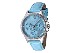 Technomarine MoonSun 36mm Light Blue Dial Light Blue Leather Strap Chronograph Quartz Watch