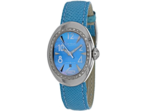 Locman Women's Nuovo Blue Mother-Of-Pearl Dial Blue Leather Strap Watch