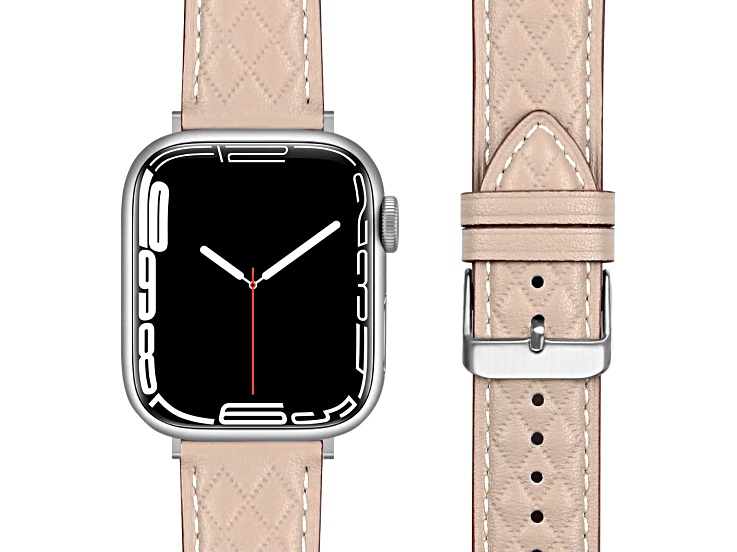 Starlight Quilted Leather Apple Watch Band with Buckle (38-40-41mm). Band Only, Watch Not Included.