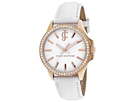 Juicy Couture Jetsetter 38mm White Silicone Strap Rose Bezel  display picture 1