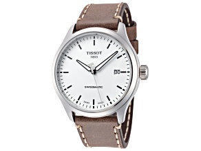 Tissot Men's Gent XL 43mm Automatic White Dial Brown Leather Strap Watch