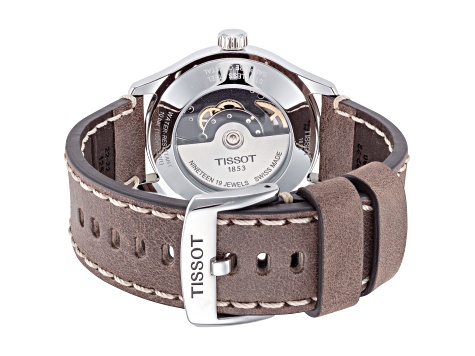 Tissot Men's Gent XL 43mm Automatic White Dial Brown Leather Strap Watch