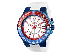 Invicta Aviator 52mm White Dial Silicone Band Quartz Watch