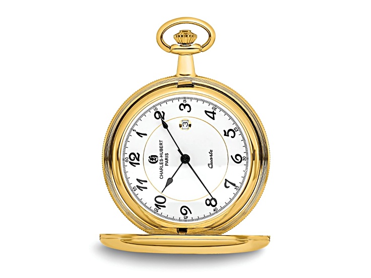 Charles-Hubert Gold-finish Brass White Dial with Date Pocket Watch