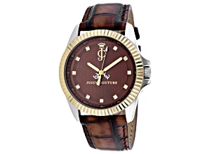 Juicy Couture Stella 40mm Brown Leather Strap Brown Dial Quartz Watch