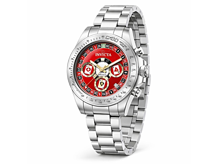 Invicta Men's Speedway 39.5mm Red Dial Stainless Steel Bracelet Quartz Watch
