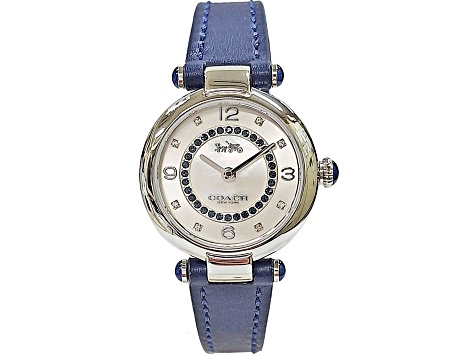 Coach Cary 26mm Blue Leather Strap Mother Of Pearl Dial  display picture 1