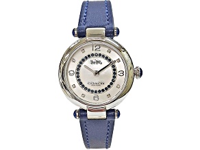 Coach Cary 26mm Blue Leather Strap Mother Of Pearl Dial Quartz Watch
